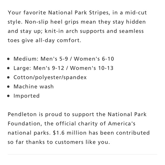 Pendleton NWT Crater Lake National Park Moc Rainbow Striped Socks Size Medium - Picture 6 of 7